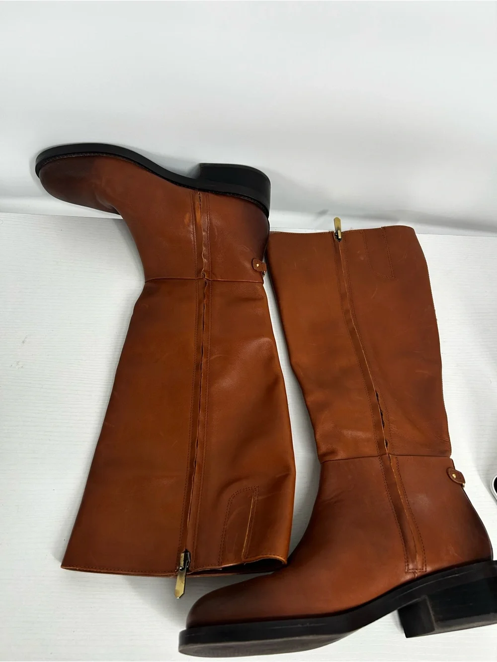 Sam Edelman Mable Women's Tall Riding Boots side zip Rich Cognac size 7.5 M